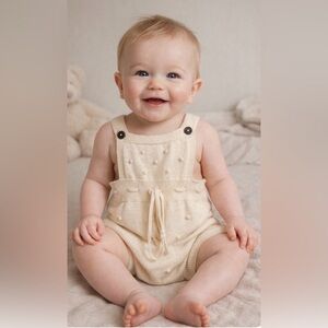 Organic Cotton Pastel Bobble Knit Baby Romper